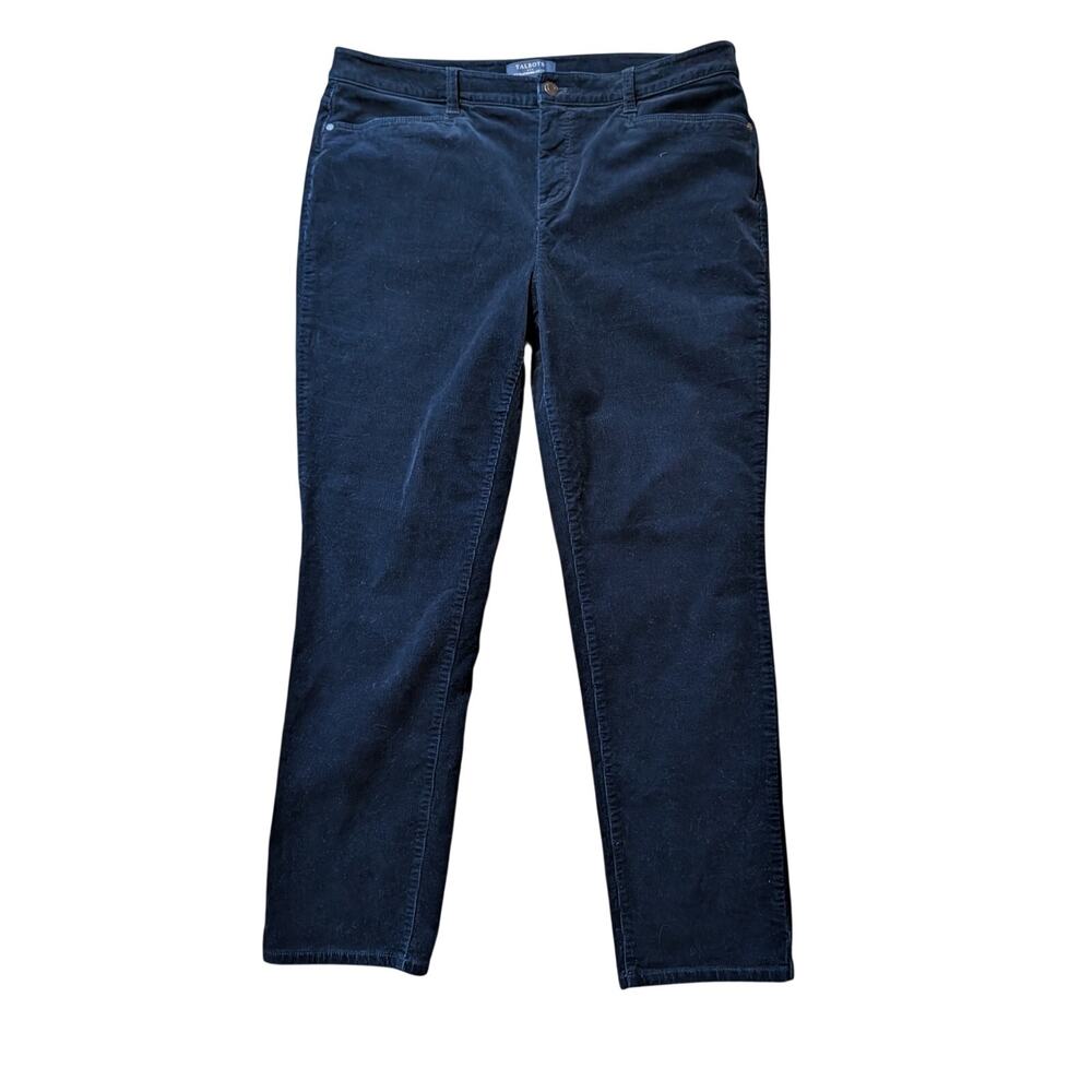 Talbots Simply Flattering Navy Blue Corduroy Straight Leg Pants Size 16